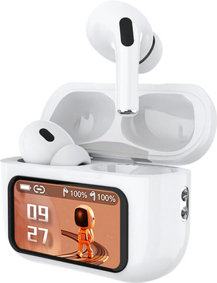 FitPro A9 Pro LCD Smart Touch Screen Bluetooth Display Earbuds TWS Cancelling Bluetooth Bluetooth(White, True Wireless)