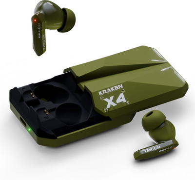 TRIGGR Kraken X4 With 13mm Drivers, 40ms Latency, ENC, 60H Battery, Rubber Finish, V5.4 Bluetooth  (Army Green, True Wireless) For Rs. 899 @ 78 %