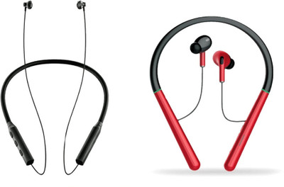LEVELPLUS Toofan & Magnus Neckband Combo 45 Hours Playtime Bluetooth(Red, Black, True Wireless)