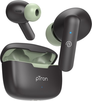PTron Bassbuds Joy TWS with 13mm Drivers, Stereo Calls, 32Hrs Playtime,Type-C Charging Bluetooth Headset(Black & Green, True Wireless)