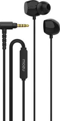 Mozu Audiology 101 with Rugged Wire, L-Shape Connector, Built-in-Mic Wired(Pure Black, In the Ear)