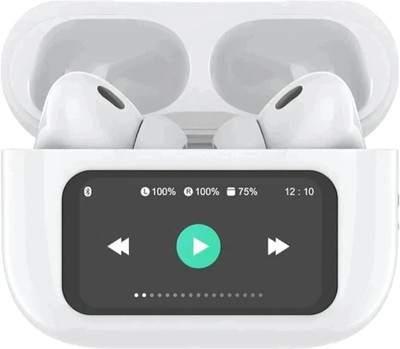 Pb Enterprises True Wireless ANC Earbuds with LCD Touchscreen Display Bluetooth(White, True Wireless)