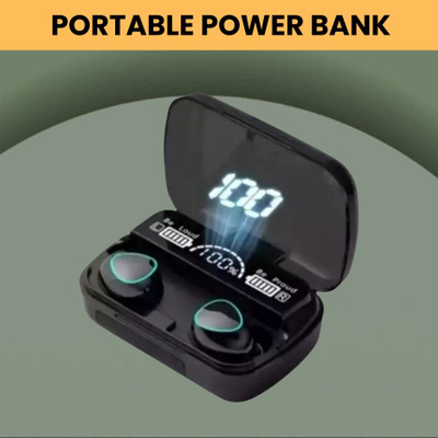 FRONY M10 Wireless (Earbuds) Power Bank LED Display with Deep Bass Stereo SoundZ16 Bluetooth(Black, True Wireless)