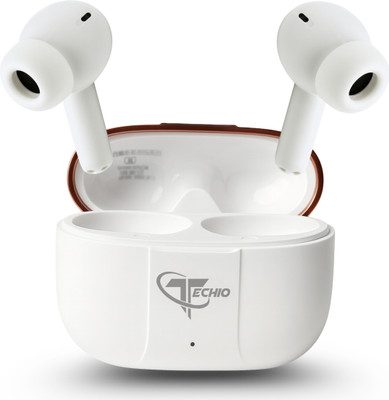 TECHIO AirBeats Noise Cancelling with Deep Bass & Sweat Resistance 40Hr Playback Bluetooth(White, True Wireless)