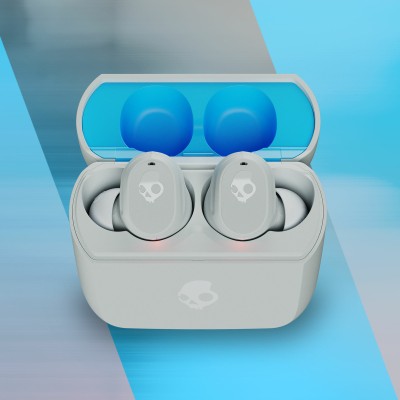 Skullcandy Mod Wireless Earbuds, 34 Hr Battery, Microphone, Works with iPhone Android Bluetooth Headset(Light Gray Blue, In the Ear, True Wireless)