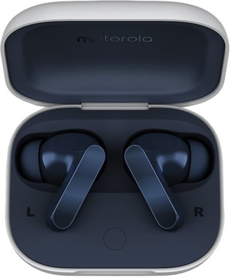 moto buds with Hi-Res Audio, Large 12.4mm driver, 42 hrs playback & IPx4 rating Bluetooth(Starlight Blue, True Wireless)
