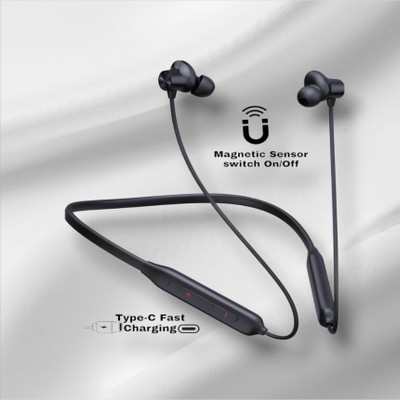 house of common Pro Neckband With Upto 48 Hours Playback & Fast Charging Earphone_72 Bluetooth & Wired(Black, In the Ear)