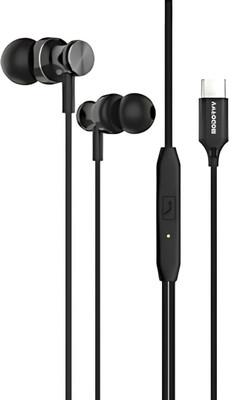 Modorwy Voltrix Original USB-C Earphones | Magnetic Lock, Vol Ctrl | 13mm Driver Wired(Black, In the Ear)