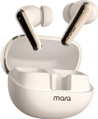 MarQ by Flipkart Rhythm Q1050 42 Hours Playtime Type C Fast Charging Bluetooth Quad Mic ANC Bluetooth(Beige, True Wireless)