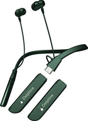 delphine CL-35 Wireless Neckband | Extra Detachable Battery Magnetic ON/OFF Function Bluetooth(Green, In the Ear)