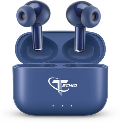 Techio NeoPods TWS with 4 Mics ENC, 28H Battery Backup, Voice Assistant Support Bluetooth(Blue, True Wireless)