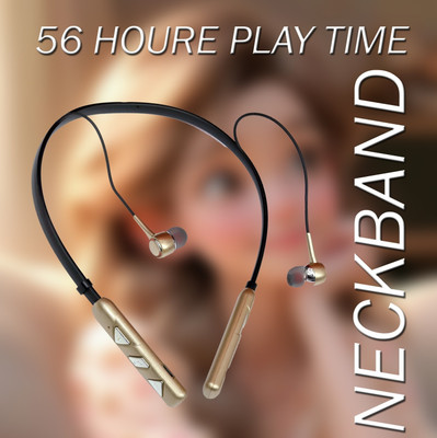 QuillQuarry 56 Hours Playtime Fast Charging Wireless Bluetooth with Mic Bluetooth(Gold, Black, In the Ear)