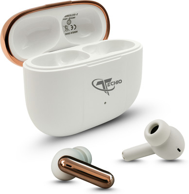Techio Compact H4 Charging Case Earbuds with 30H Battery Backup Bluetooth(White, True Wireless)