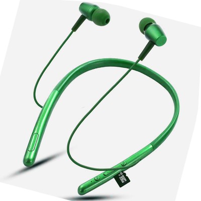 ZTNY Neckband wireless BT5.0 sports earphones metal magnetic waterproof stereo high Bluetooth Headset(GREEN, Enhanced Bass, TF Card Support, Immersive LED Lights, In the Ear)