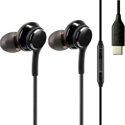 MSNR Type C Wired In Ear Headphones With Mic for Galaxy Note 10 Ultra Earphone Bluetooth & Wired Gaming(Black, In the Ear)
