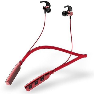 EARBUDDY VibraWave 465 40-Hrs Playtime Bluetooth Headset(Red, In the Ear)