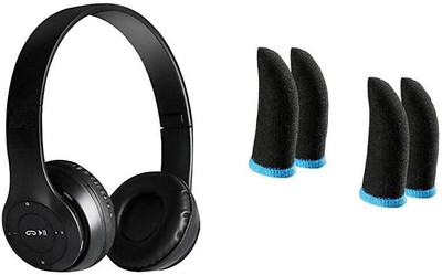 MECKWELL COMBO pack 2 pair pubg gloves with foldable wireless Bluetooth(Black, On the Ear)