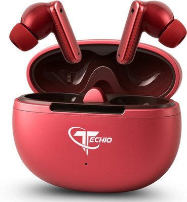 Techio GT_NIRVANA_ION_Earbud E1 True Wireless Earbuds for Android & iPhone Devices Bluetooth(Red, True Wireless)