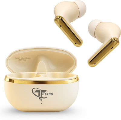 TECHIO TrueTone ENC Earbuds, 40Hr Battery, 13mm Drivers, ENC Calling Bluetooth(White, True Wireless)