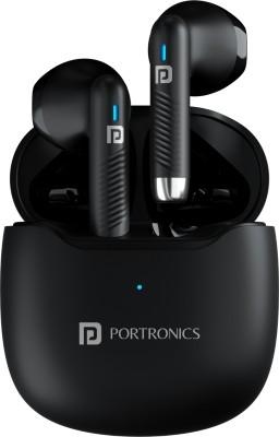 Portronics Harmonics Twins S12 in Ear Earbuds With Mic,24H Playtime,Game/Music Mode,BT5.3v Bluetooth(Black, In the Ear)