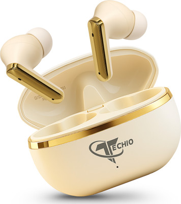 TECHIO ClearTalk Plus Quad-Mic Earbuds, 40HR Playback, Touch Control Bluetooth(White, True Wireless)