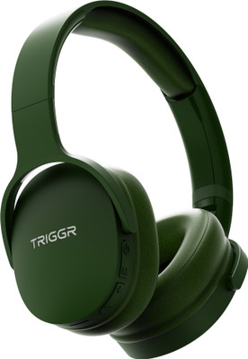 TRIGGR Trinity 2 with Dual Pairing, ENC, Fast Charge, 50H Battery, Rubber Finish, v5.3 Bluetooth(Jungle Green, On the Ear)