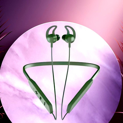 SYARA Bluetooth Headset Neckband with mic BT-Max 30H Playtime & Calling VibrationP206 Bluetooth(Green, True Wireless)