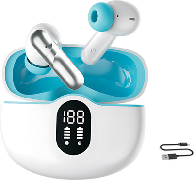 CIHROX True Wireless in-Ear Earbuds, TWS with 60H+ Playtime, Clear Calls & High Bass Bluetooth(White, Blue, In the Ear)