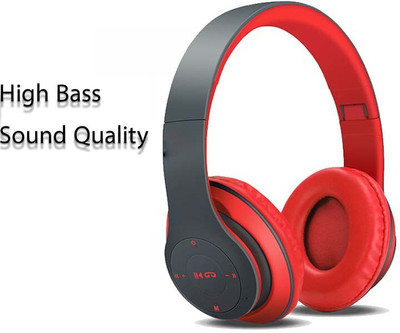 Zohlo Mini Headset over The Head Wireless Bluetooth Portable Mini Headphone with Mic Bluetooth(Red, On the Ear)