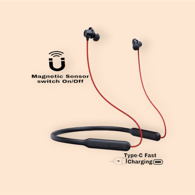 TWS Pro Neckband With Upto 48 Hours Playback & Fast Charging Earphone_Q8 Bluetooth & Wired(Red, In the Ear)