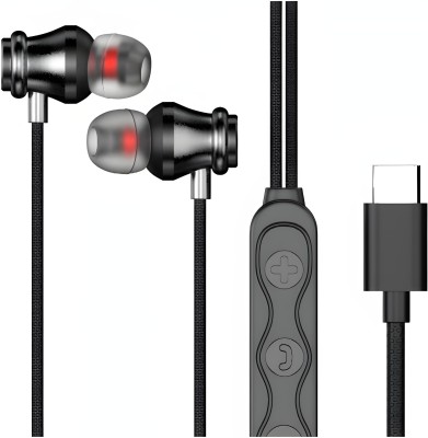 RD T-350 C-TYPE In-Ear Headphones Earphones with Mic and Volume Controller, Wired Headset(Black, In the Ear)