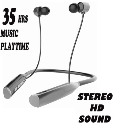 RARIBO 35 Hours Playtime Bluetooth Neckband with Fast Charge & Bass Boost Bluetooth Headset(Silver, In the Ear)
