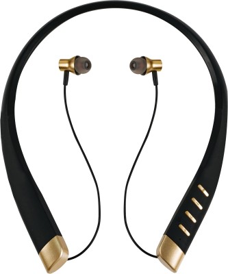 ultiads 60 Hours Playtime Bluetooth Neckband Magnetic Earbuds, Mic, 3D Sound Bluetooth Headset(Gold, In the Ear)