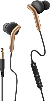 ZEBRONICS BRO With In-Line Mic 3.5mm Jack, 10mm drivers, Compatible for Phone/Tablet Wired(Black+Gold, In the Ear)