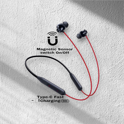 house of common Gaming Neckband With 48 Hrs Playtime, ENC, Fast Pairing Earphone_HQ Bluetooth & Wired(Red, In the Ear)