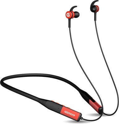 Gizmore MN219 in-Ear BT Neckband with ENC Mode I Type-C Quick Charge I Voice Assistant Bluetooth Headset(Red, In the Ear)