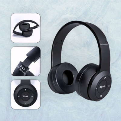 AIZINA Over-Ear Wireless Headset with Thumping Dynamic Bass for Gaming_JK Bluetooth & Wired(Black, On the Ear)