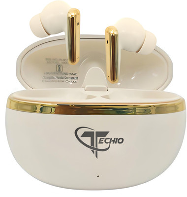 Techio NIRVANA ION Earbud A22 with AI ENC 40Hrs of Playback Bluetooth(White, In the Ear)