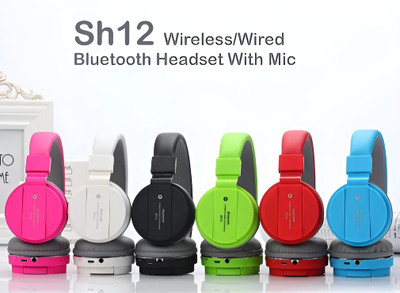GUGGU SH12 Wireless (Portable Bluetooth Headphone) With 6H. Playtime Powerful BassT32 Bluetooth(Multicolor, On the Ear)