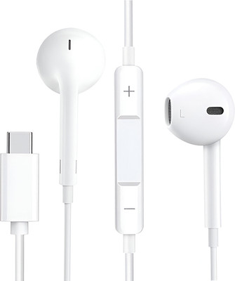 MARS USB C Headphones Type- C Wired Earphone in-Ear Headset Control for iPhone 15 Wired(White, In the Ear)