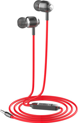 kliksy Wired Earphone In-Ear 3.5mm Sport with Bass Phone Wire Stereo Headset Mic Music Wired(Red, In the Ear)