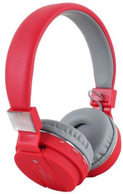 RECTITUDE Bluetooth Headphone With FM/SD Card Wireless Headset With Bass And Microphone Bluetooth & Wired(Red, On the Ear)