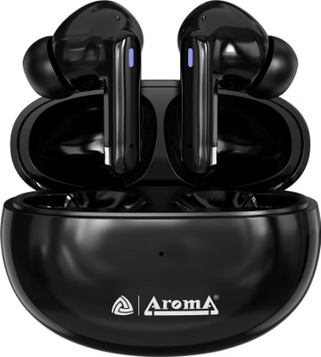 Aroma NB126 Royal Upto 40 Hours Playtime*Fast Charging Dual Pairing Heavy Bass Earbuds Bluetooth(Glossy Black, True Wireless)