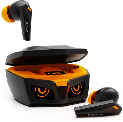 TRIGGR Kraken X1 Plus with Dual Pairing, Battery Display, Quad ENC, 70H Battery, v5.3 Bluetooth(Black Inferno, True Wireless)