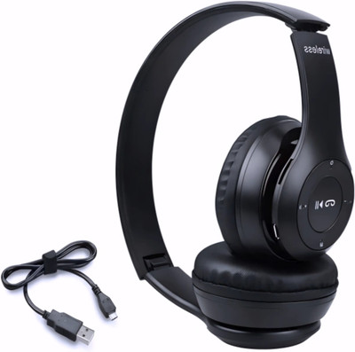 TWS Folding Bluetooth Headset with Enhanced Subwoofer Effect_XB Bluetooth & Wired(Black, On the Ear)