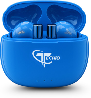 Techio Atom 90 R1 Earbuds with Deep Bass & Long Battery Bluetooth(Blue, True Wireless)