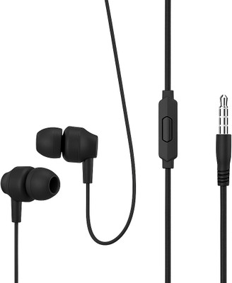 MAK Premium Stereo Wired Earphones | HD Sound, Built-in Mic & Tangle-Free Cable Wired(Black, In the Ear)