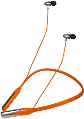 RARIBO HD sound & extra long 40h play time Neckband Headphone Bluetooth Headset(Orange, In the Ear)