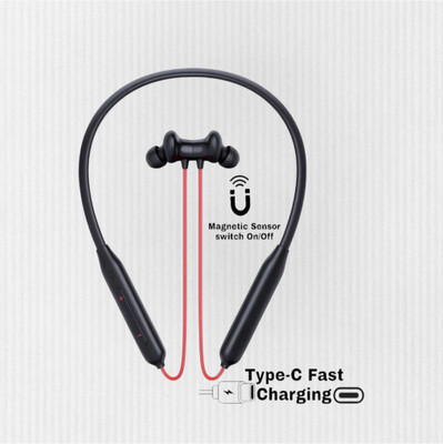 house of common 48 Hours Playtime Bluetooth Wireless Neckband Headphones Earphone_Q8 Bluetooth & Wired(Red, In the Ear)