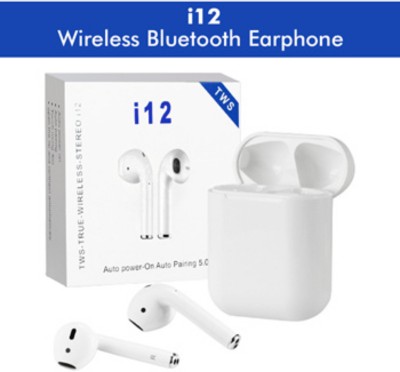 TechElectro TWS Bluetooth 5.0 Mini 3D Stereo Noise Reduction Anti-Slip Sports (i12-08) Bluetooth Headset(White, True Wireless)